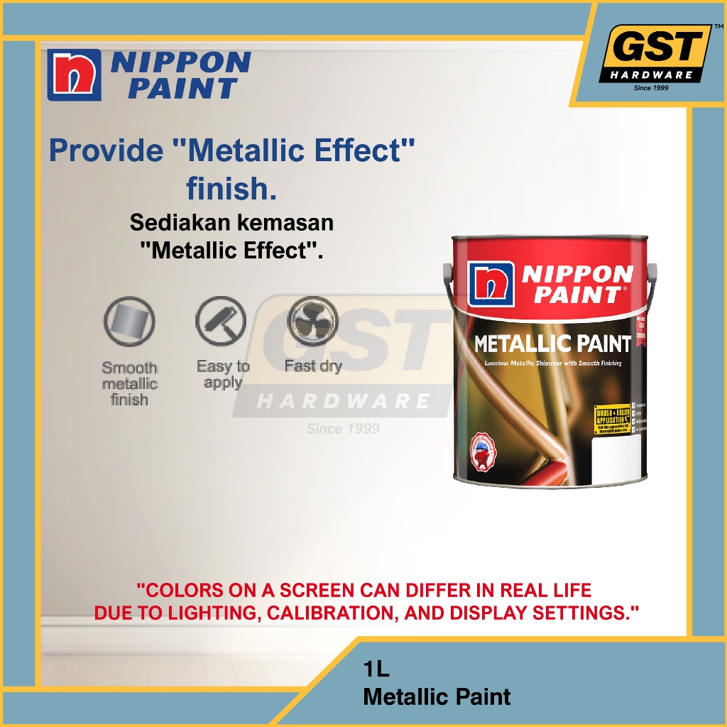 1L Nippon Paint Metallic Paint for Wood & Metal Smooth Metallic Shimmer ...