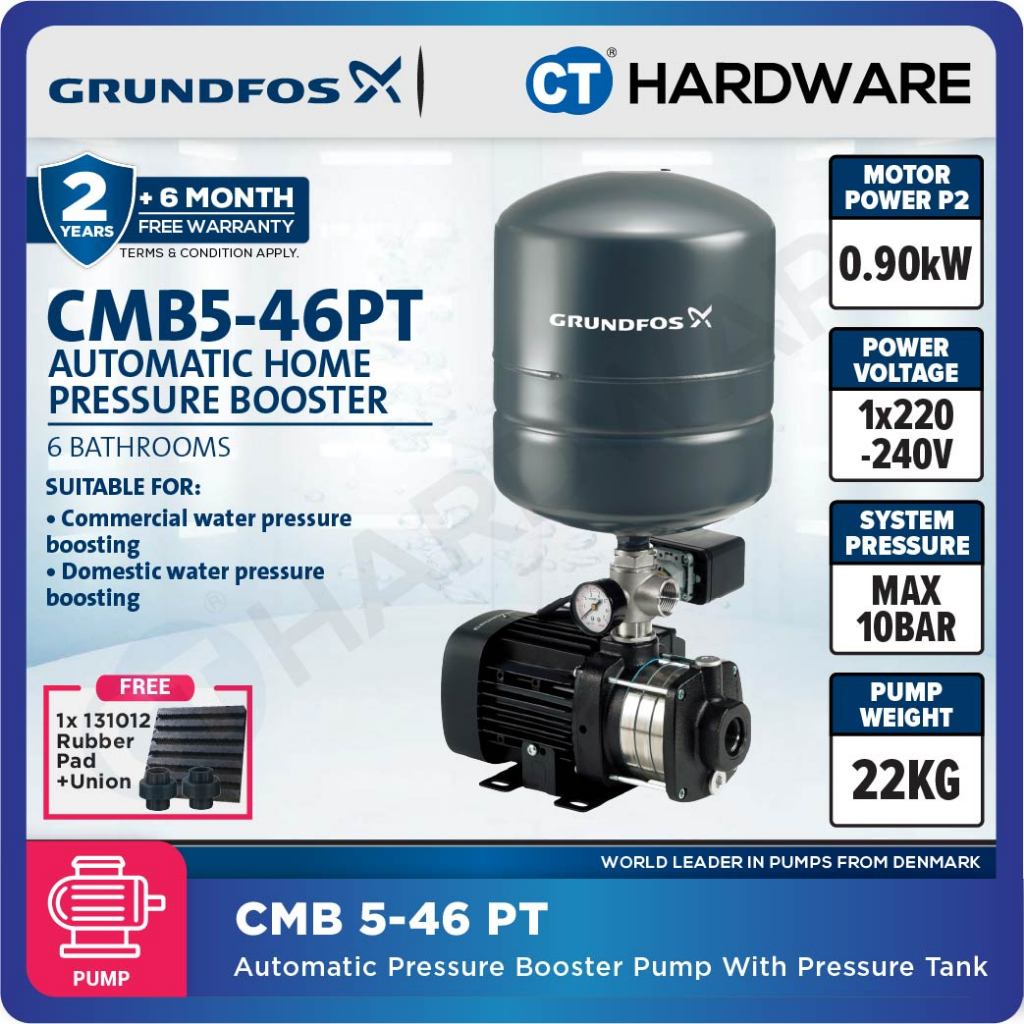 Grundfos CMB5-46PT Home Water Pressure Booster Pump 18L TANK | 0.9KW ...