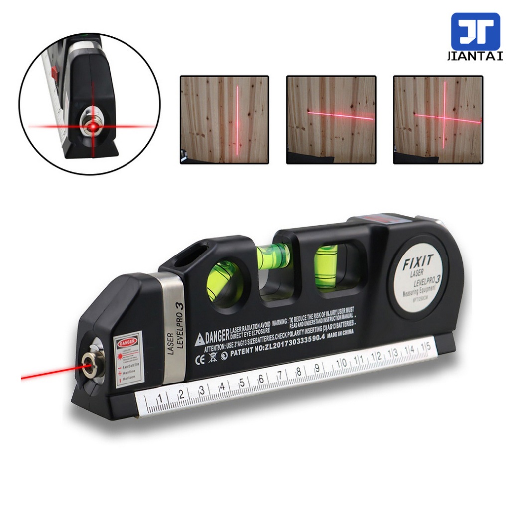 Laser Level Vertical Horizontal 2 Lines Lasers Ruler Measure Tape ...