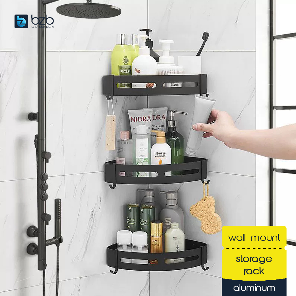 Wall Mounted Bathroom Corner Storage Rack Shampoo Towel Holder Toilet ...