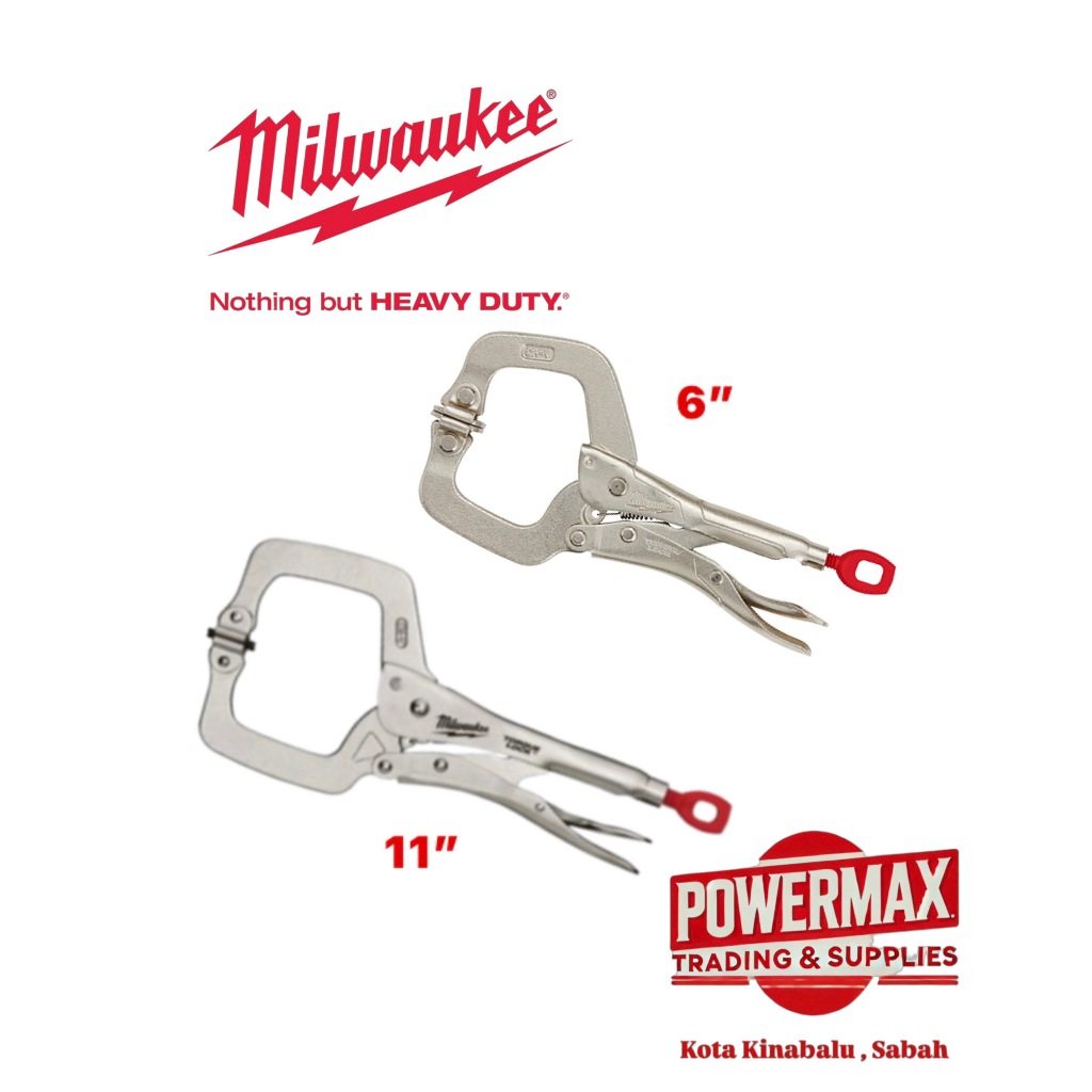 Milwaukee 6” and 11” TORQUE LOCK™ Locking C-Clamps with Swivel Jaws (48 ...