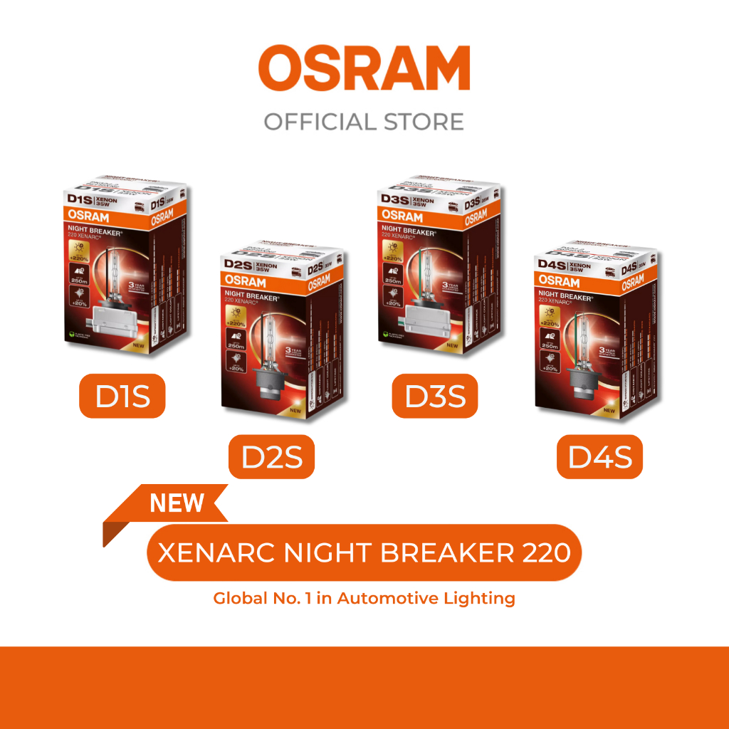 OSRAM XENARC NIGHT BREAKER 220 Lampada Xenon D4S - +220% Luminosità, Fascio 250m, Luce Più Bianca