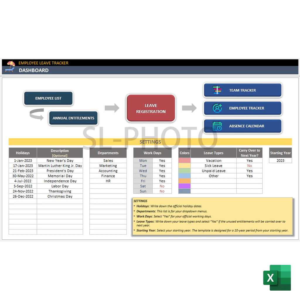 Auto Employee Leave Tracker System Full Edition Excel / NOT SUPPORT ...