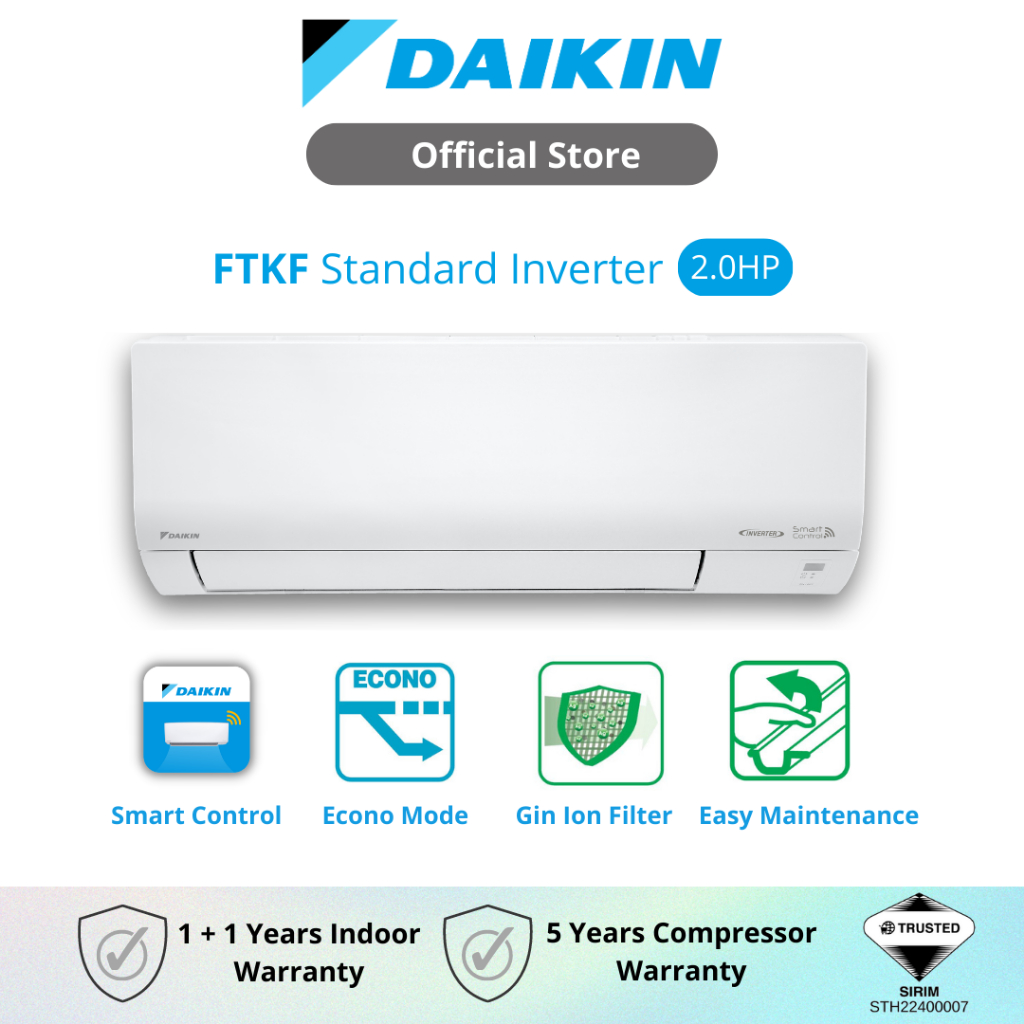 DAIKIN Standard Inverter Air Conditioner FTKF R32 (2.0HP) FTKF50C ...