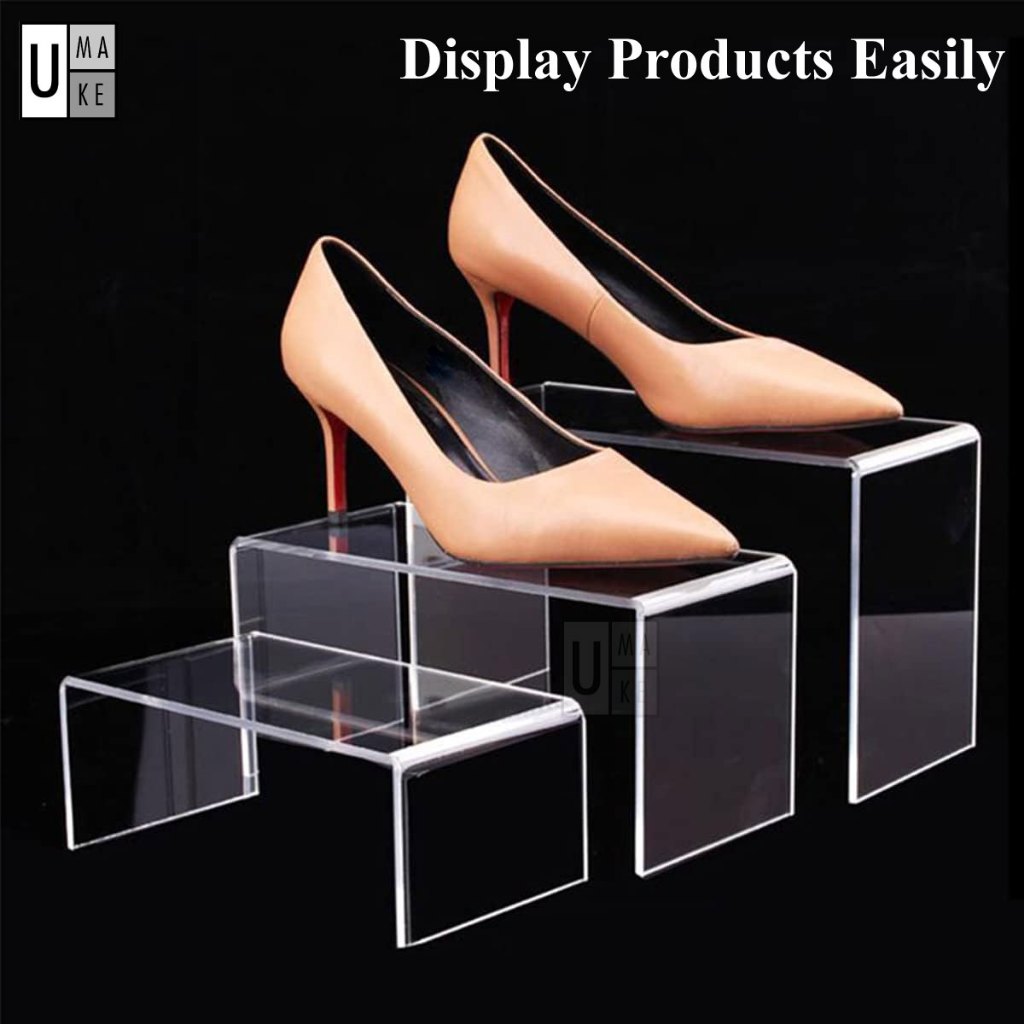 UMAKE Acrylic U-Shape Display Stand, Shoes Display Stand Rack Showcase ...