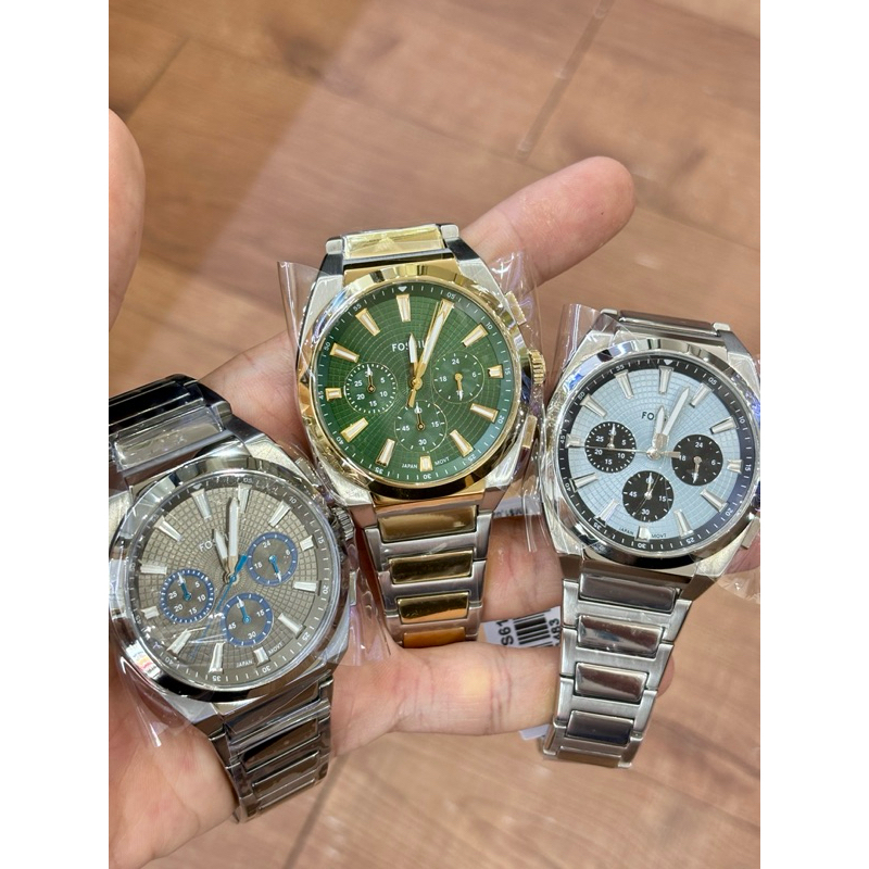 FOSSIL FS6105/FS6106/FS6107 Everett Chronograph Stainless Steel Watch ...
