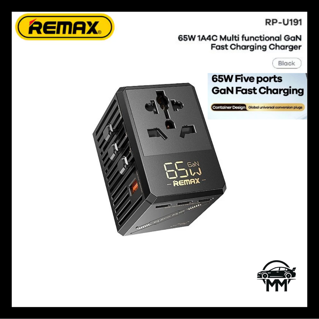 REMAX RP-U191 65W GaN Fast Charger 1A4C Multi Port Adapter Universal ...