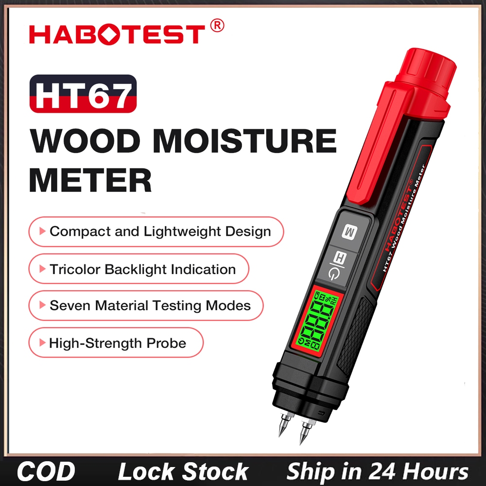 HABOTEST📢HT67 Digital Wood Moisture Meter Pro Wood Humidity Tester 0~58 ...