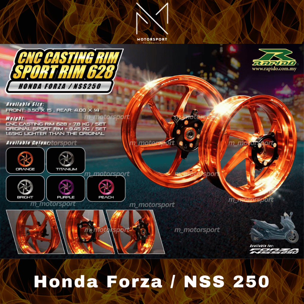 RAPIDO NSS250 Sport Rim Honda Forza CNC Casting Rim 628