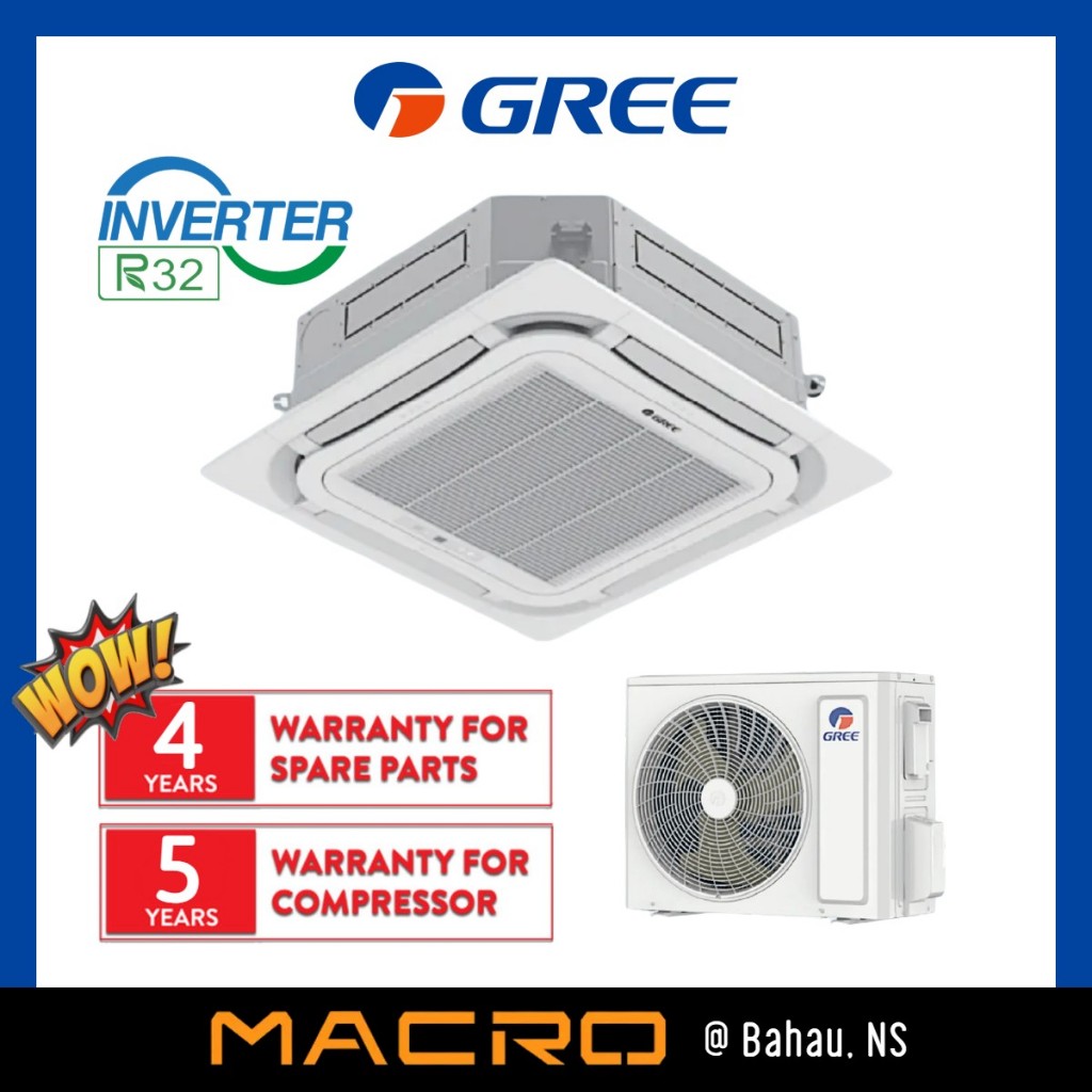 GREE R32 INVERTER Ceiling Cassette Air Conditioner Aircond | Shopee ...