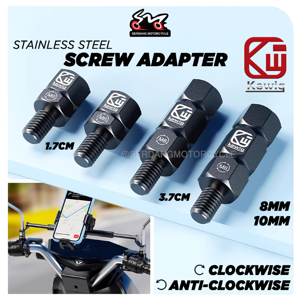 (1PCS) KEWIG Side Mirror Screw Adapter Universal Stainless Steel skru ...