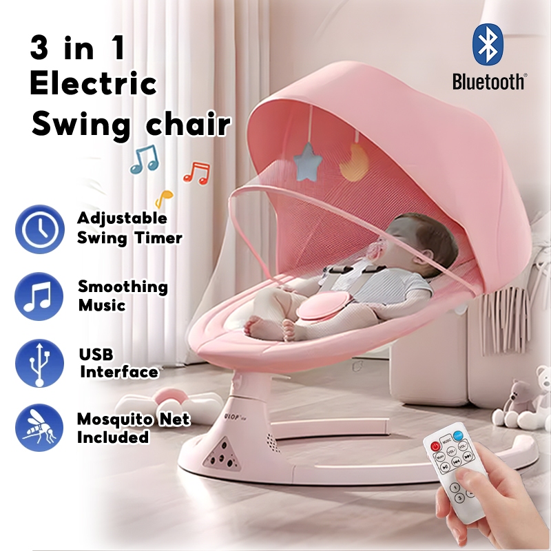 Newborn Baby Auto Swing Leaf Cradle Bouncer Electric Baby Rocker Buaian ...