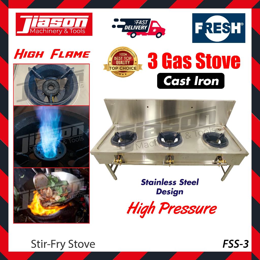 FRESH FSS-3 / FSS3 Triple Burner Gas Stove / Stir-Fry Stove / Gas Stove ...