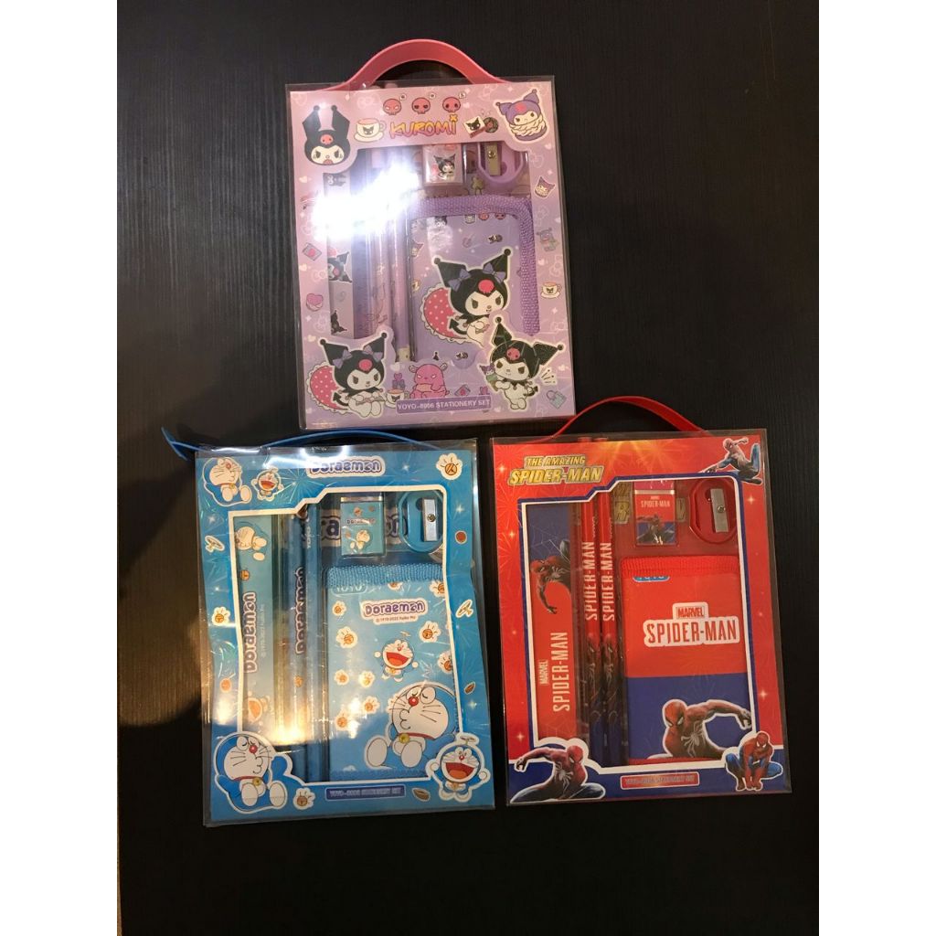 𝟲 𝗜𝗡 𝟭 》 Cartoon Kuromi Doraemon Spiderman Student Stationery Pen Ruler ...