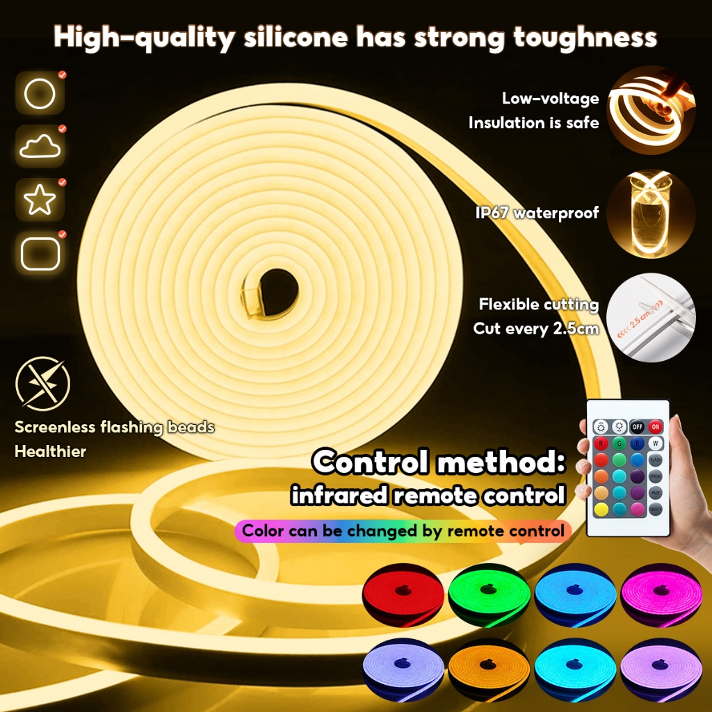Waterproof RGB LED Strip - 84 LEDs/m, Cuttable & Flexible. Hiasan Luar ...