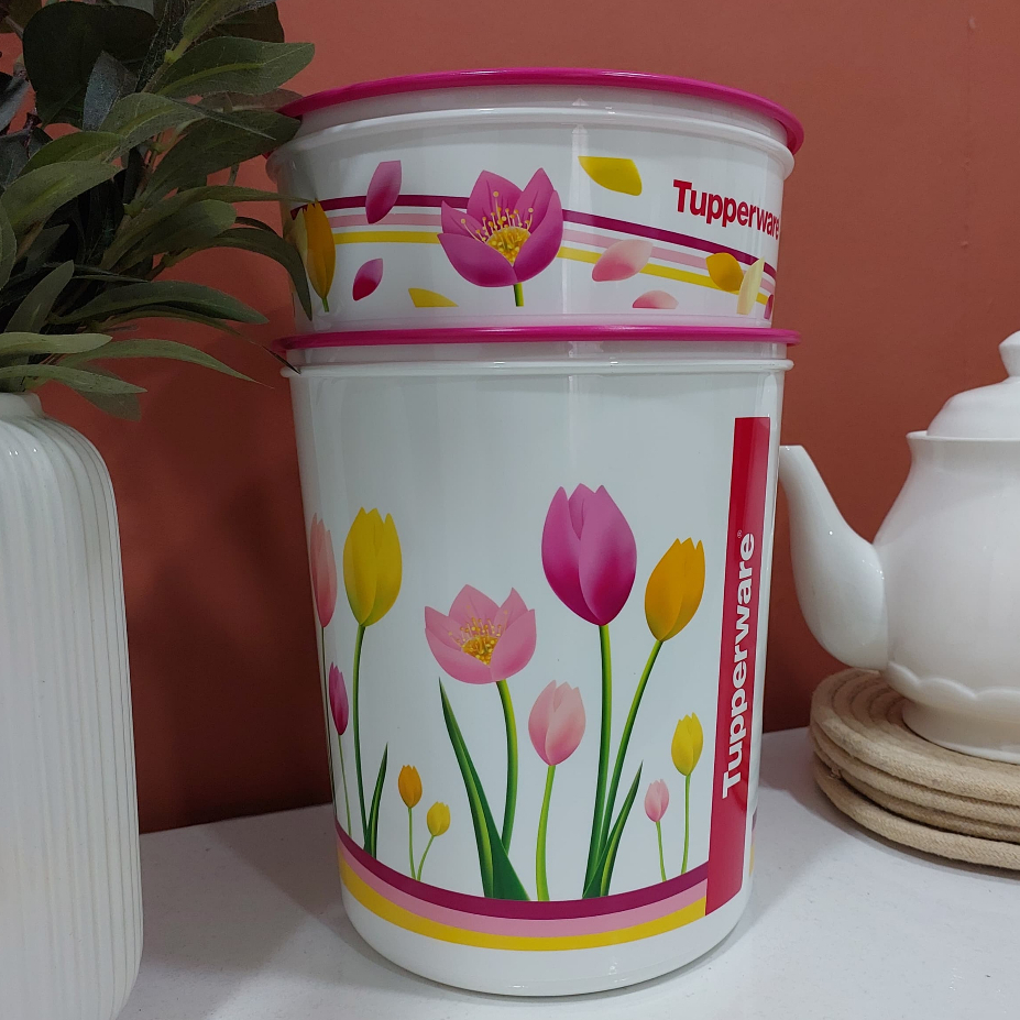 Tupperware One Touch Tulip Set ( Maxi Topper 1.75l & Maxi Cannister 5 ...