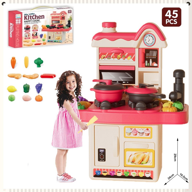Kids Kitchen Pretend Play Set Simulation Cooking Toys Set for Boy Girl ...
