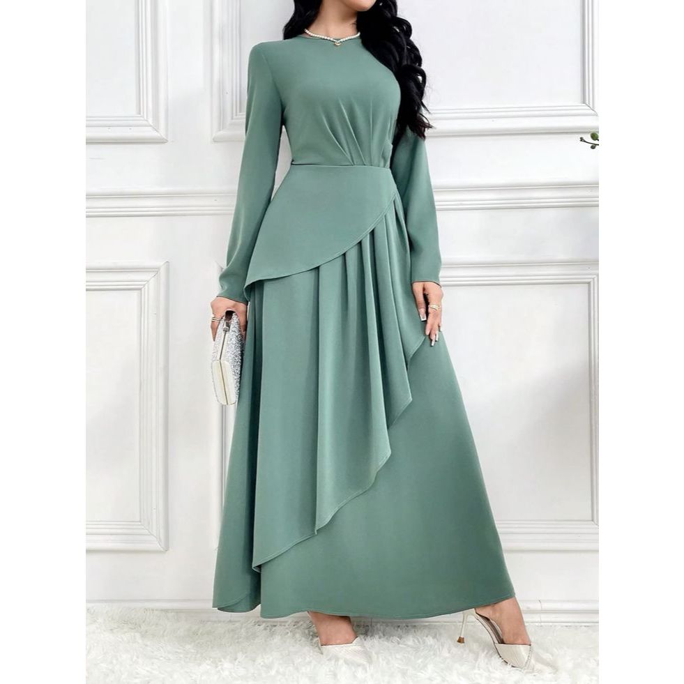 Ready Stock] Elegant Muslimah Dress Long Sleeve | Baju Kurung Moden Satin  Flowy Maxi Dress Raya Dinner | Jubah Formal W | Shopee Malaysia