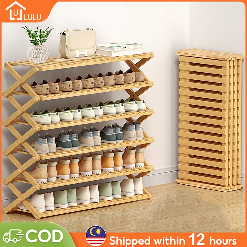 LULU 3/4/5/6 Layers Shoe Rack Rack Kasut Organizer Bamboo Shoe Rack ...
