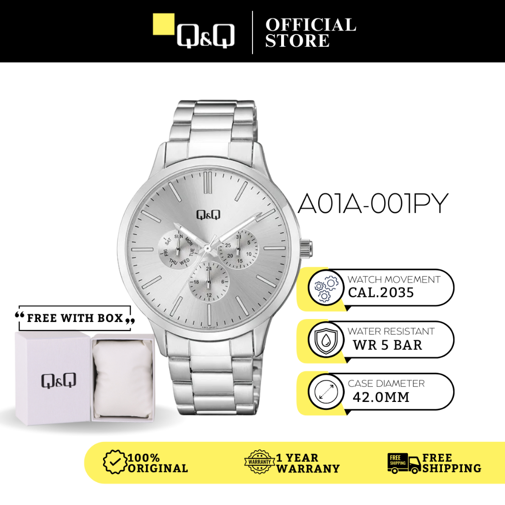 Q&Q Japan by Citizen Men's Stainless Steel Analogue Watch A01A | Shopee ...