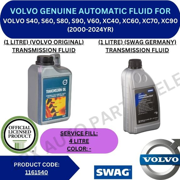 VOLVO GENUINE AUTO TRANSMISSION OIL (1 LITRE) FOR VOLVO S40, S60, S80 ...