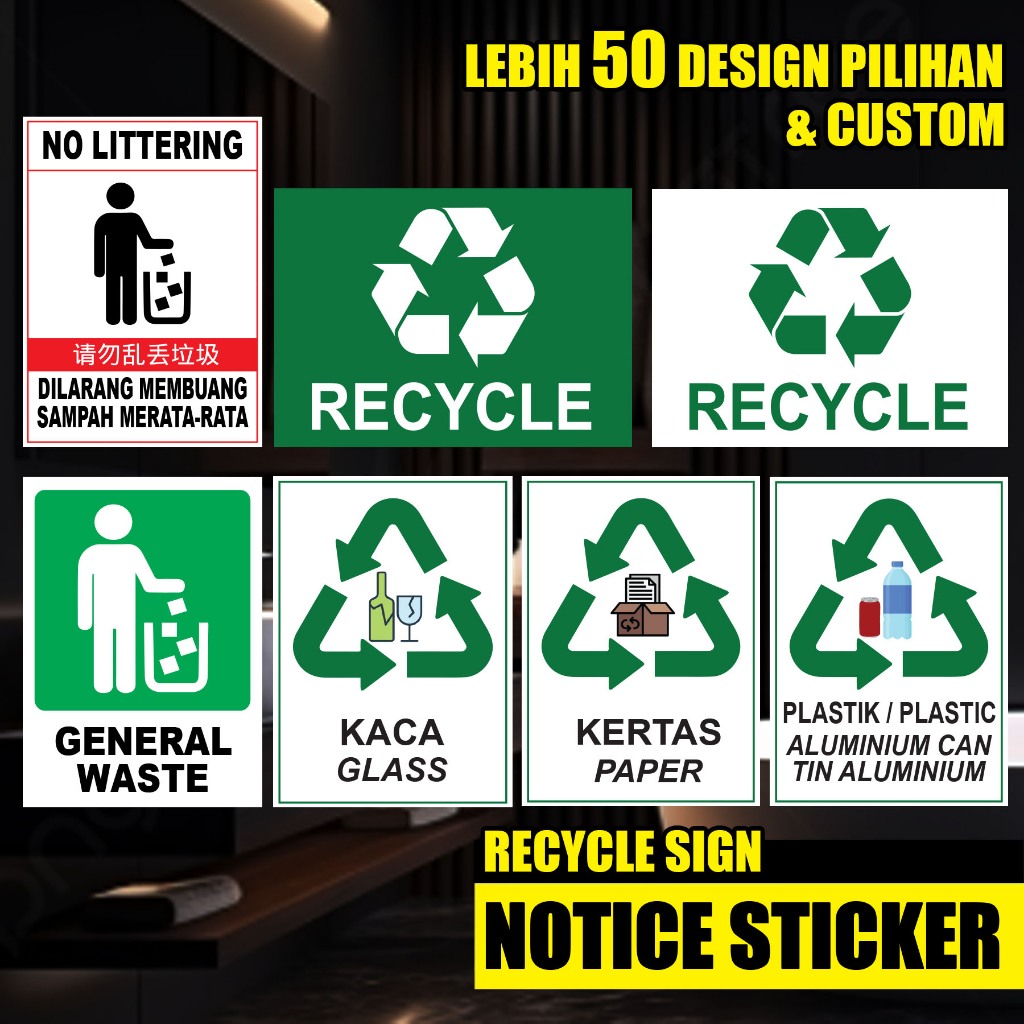 Recycle Sign Trash Sticker Recycle Paper Glass / SP07 | Shopee Malaysia