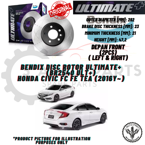 HONDA CIVIC FC (TEA) (FRONT OR REAR) 100% BENDIX DISC ROTOR ULTIMATE+ ...