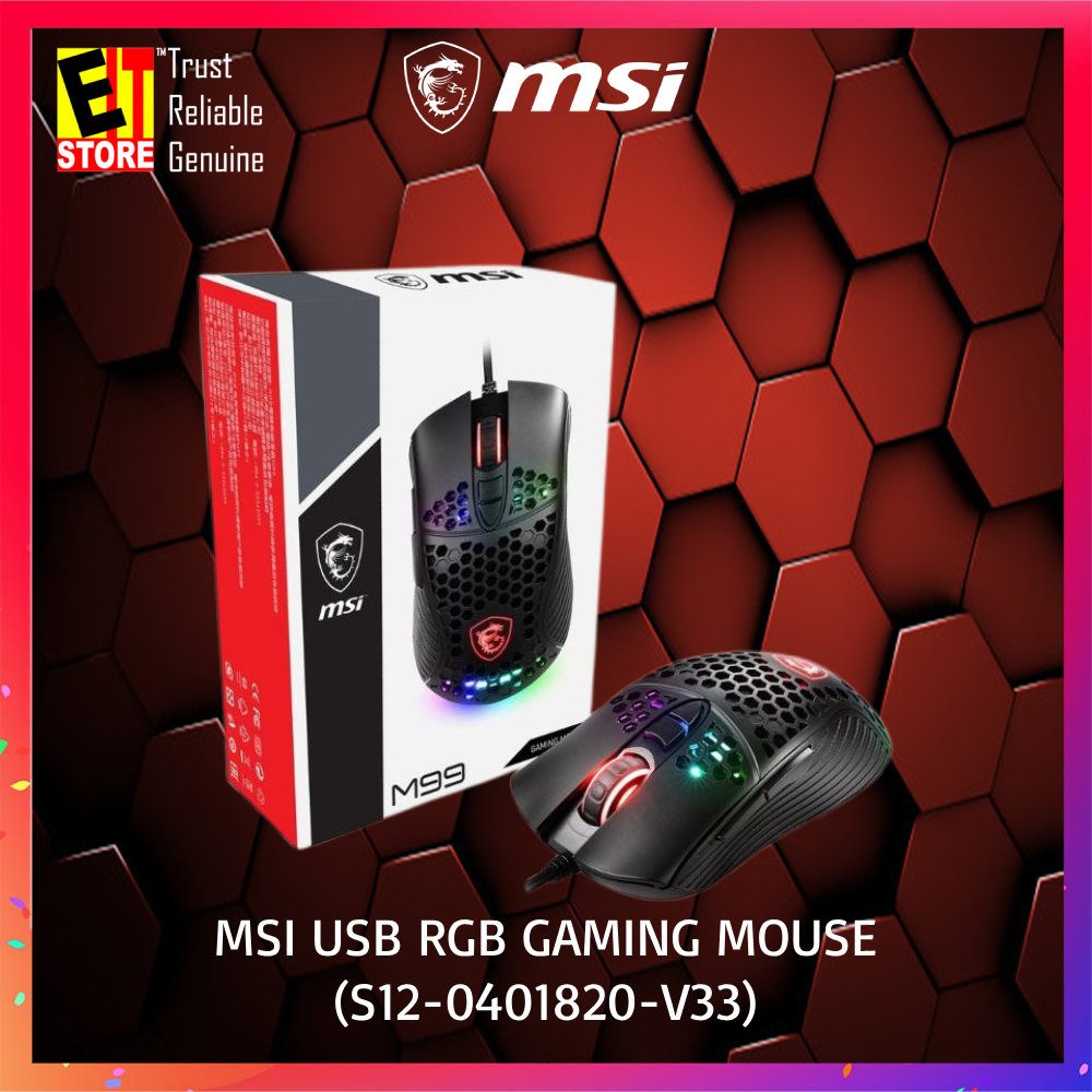 MSI M99 RGB Gaming Mouse with only 110g weight, 8 programmable keys ...