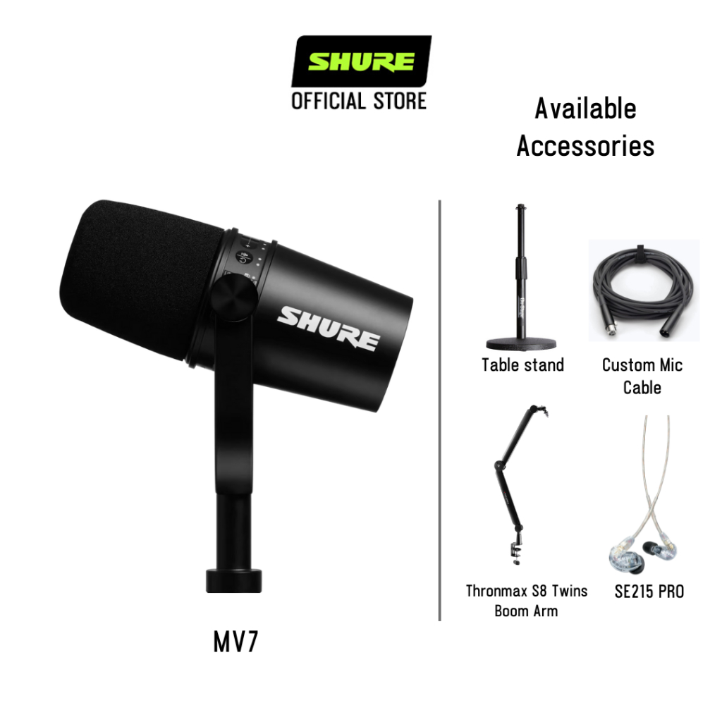 Shure MV7+ Dynamic Podcast Microphone With USB C MV7X XLR Dynamic