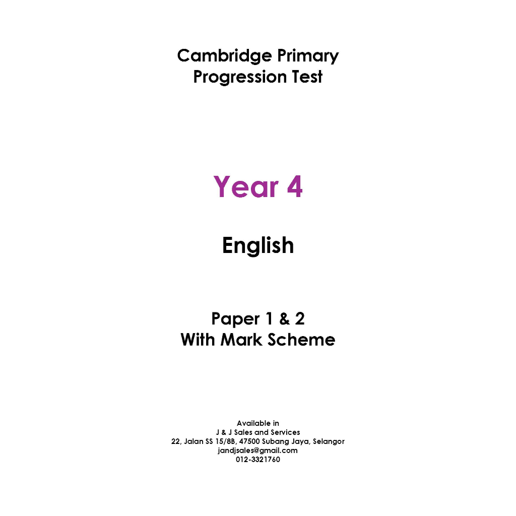 Cambridge Primary Year 4 Progression Test | Shopee Malaysia