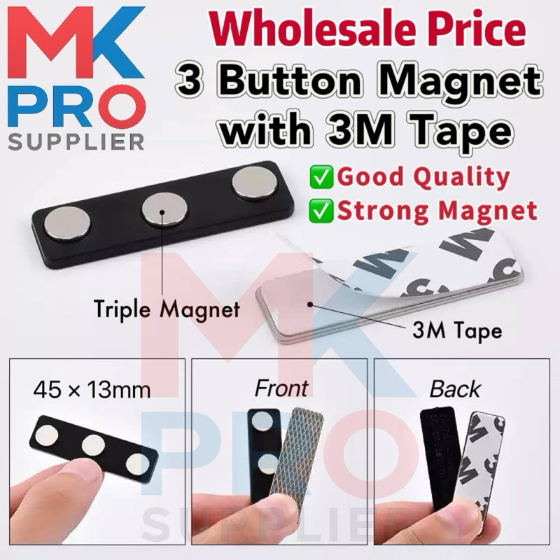(Min order 5 sets) 3 Button Magnet Name Tag with 3M Tape | Good Quality ...