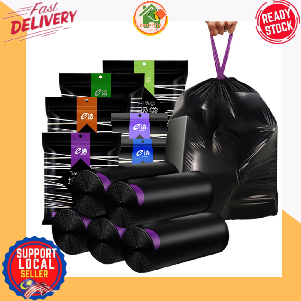 Plastik Sampah Tebal Bertali Heavy Duty Drawstring Garbage Plastic ...