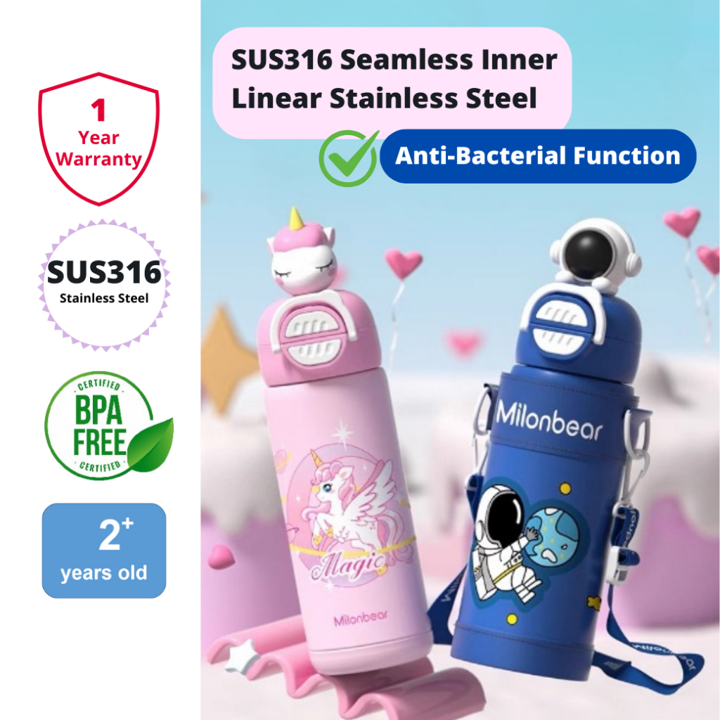 M60: Cute Cartoon Kids Vacuum Flask BPA-Free 316 Stainless Steel Leak ...