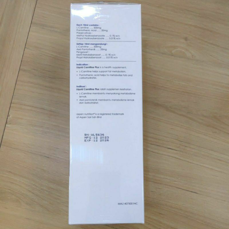aspen l carnitine Liquid Carnitine Plus - Aspen Nutrition main image 0