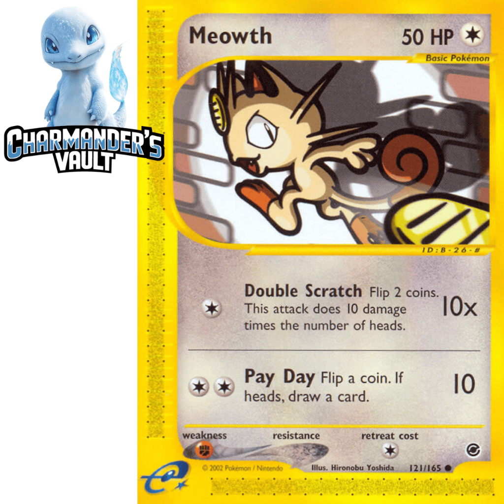 Pokemon Meowth Card (121/165) - Expedition Set, Common, Trading Card Game Collectible