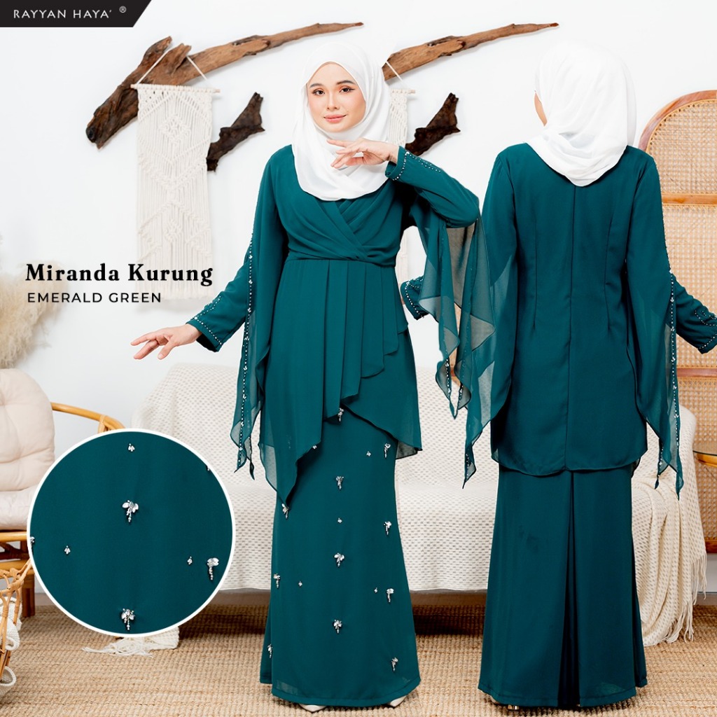 NEW ARRIVAL Rayyan Haya' Miranda Chiffon Kurung Beads (READYSTOCK) Muslimah Plus Size Super Comfy