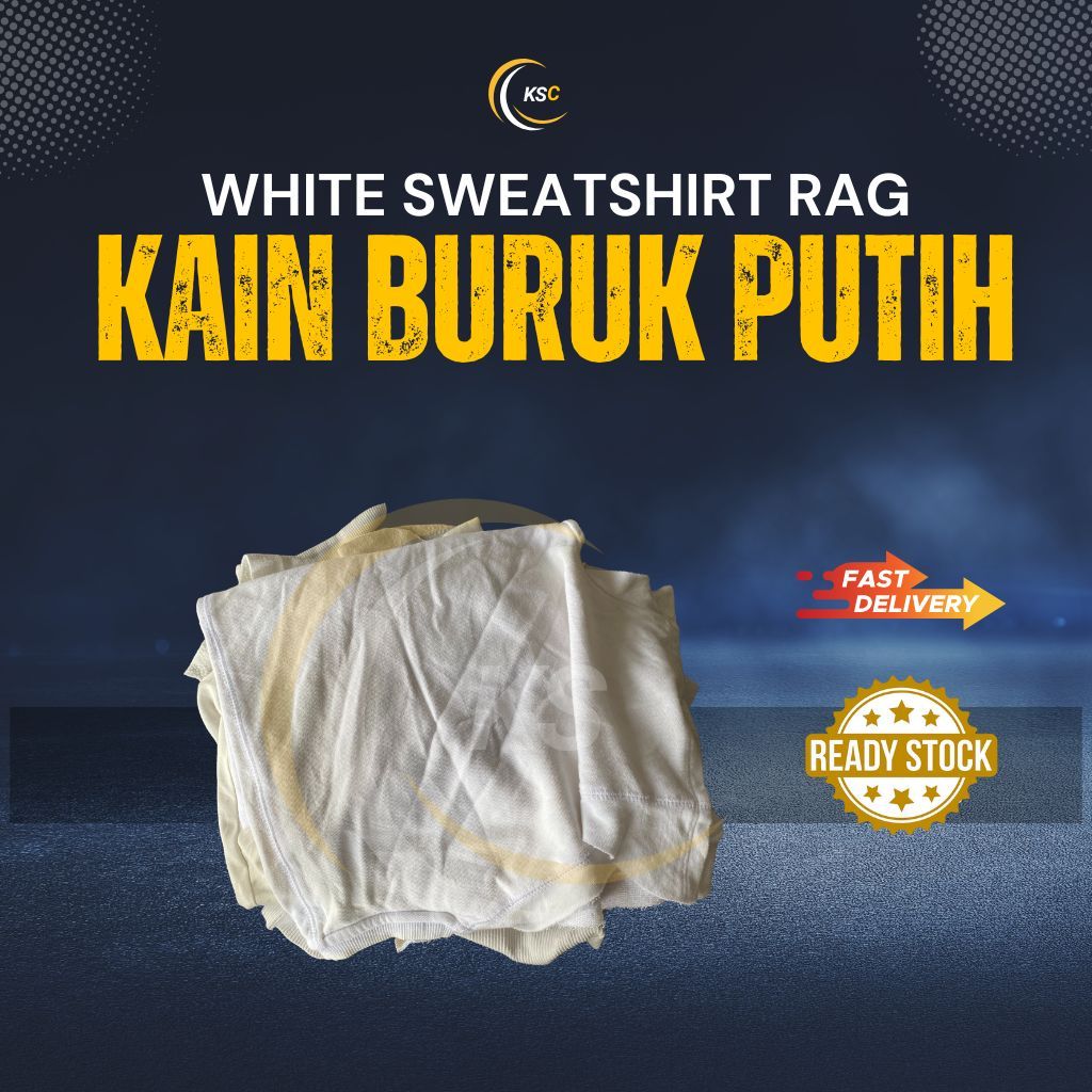 Cleaning rag- White sweatshirt rag unsewed recycled/ kain buruk putih ...