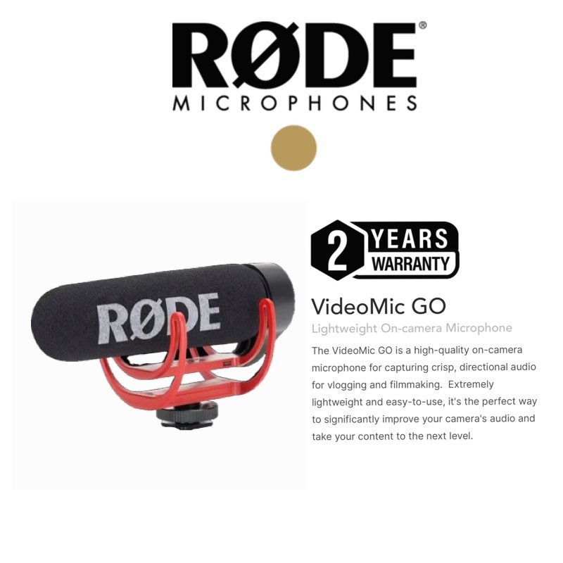 RODE VIDEOMIC GO LIGHTWEIGHT ON-CAMERA MICROPHONE HIGH QUALITY (2 YEARS ...