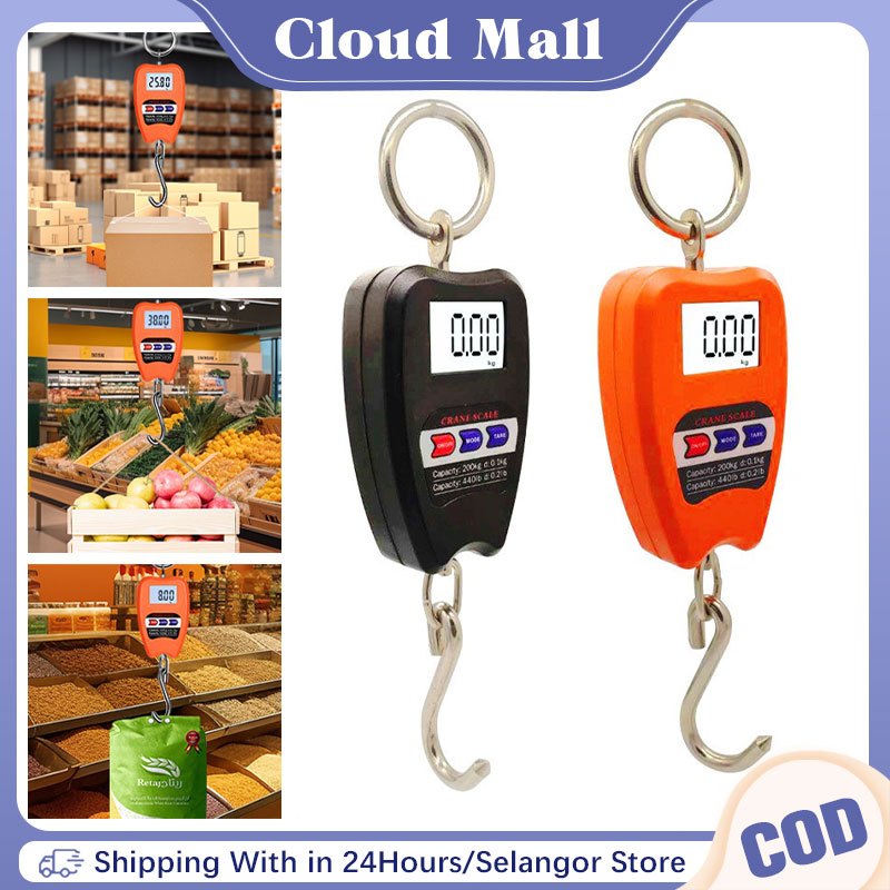 Hanging Weighing Scale 200kg Mini Crane Scale Electronic Portable Weight Machine For Luggage Agriculture Fishing Scrap Digital Weighing Scale Crane Sc