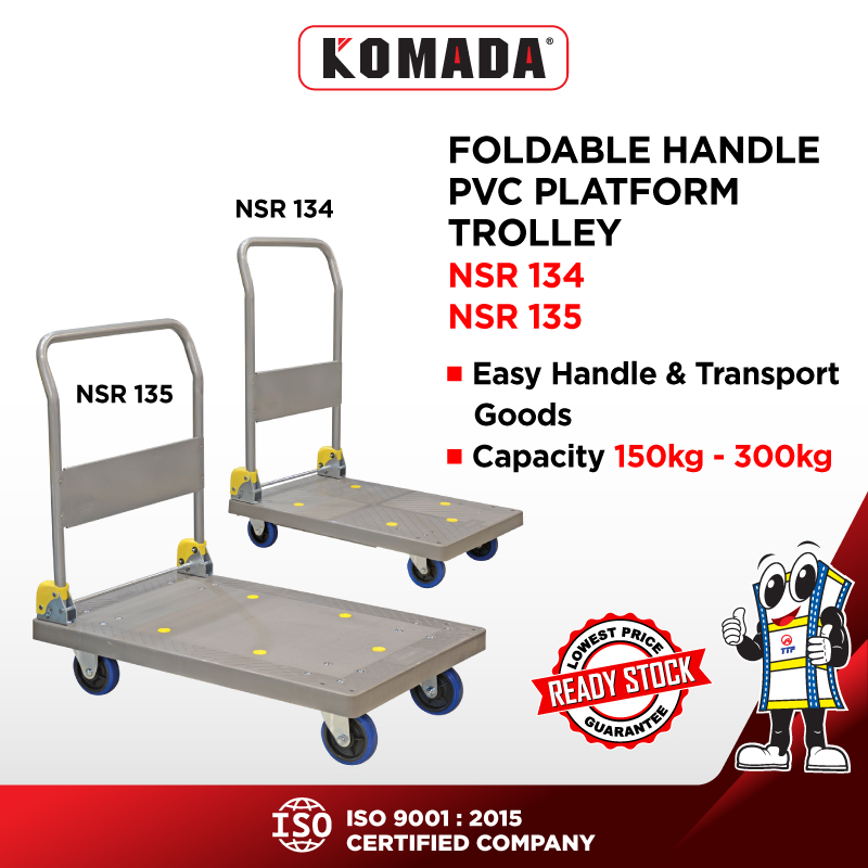 TTF RACK™ 150/300KG Foldable Handle PVC Platform Trolley Plastic ...