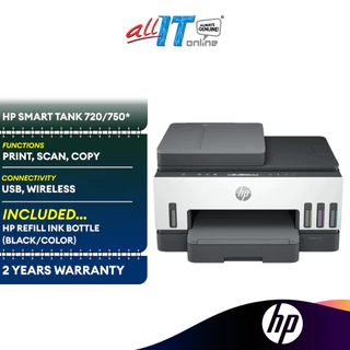HP Smart Tank 720 / HP Smart Tank 750 All-in-One Wireless Inkjet Printer Ink Tank Printer 6UU46A 6UU47A HP 720 HP 750