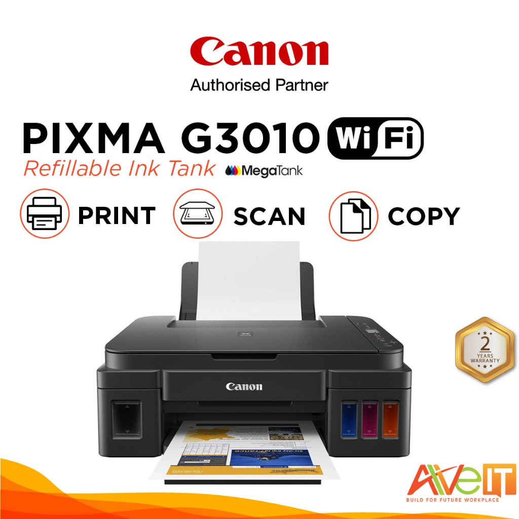 Canon PIXMA G3010 AIO All-In-One (Print/Scan/Copy) Refillable Ink Tank ...