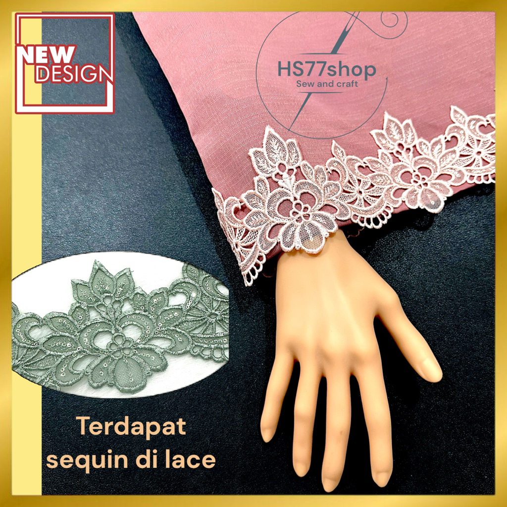 [ 50cm/ unit ]8.2cm Renda hiasan labuci/ Boder lace labuci/ boder lace ...