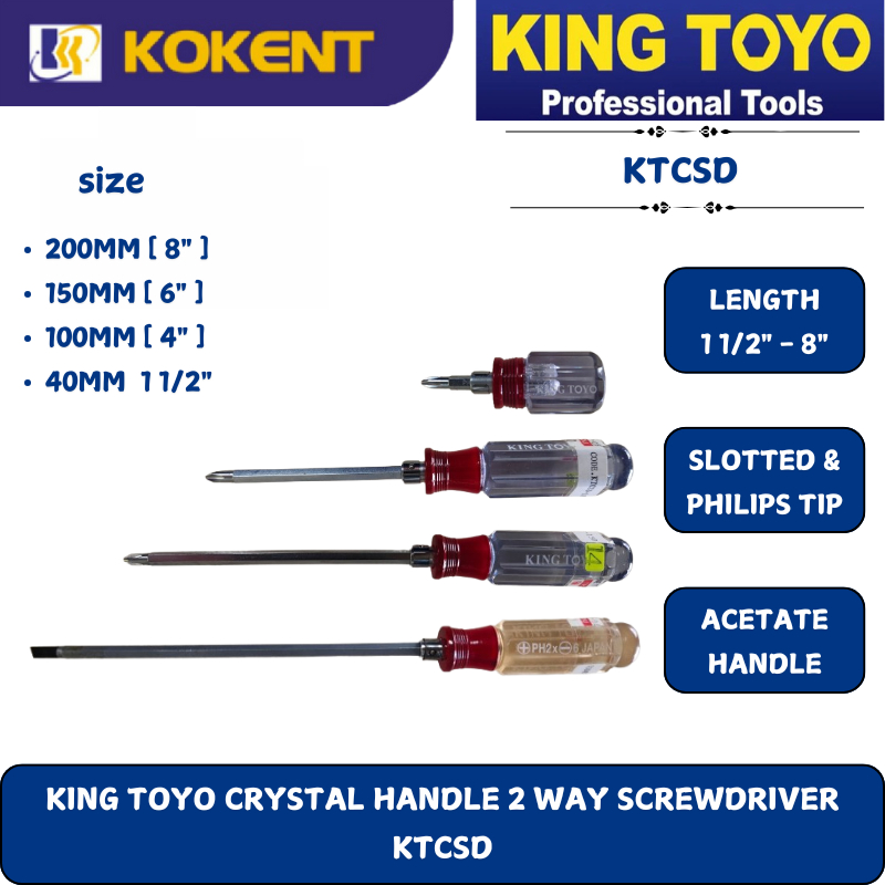 KING TOYO CRYSTAL HANDLE 2 WAY SCREWDRIVER KTCSD | Shopee Malaysia