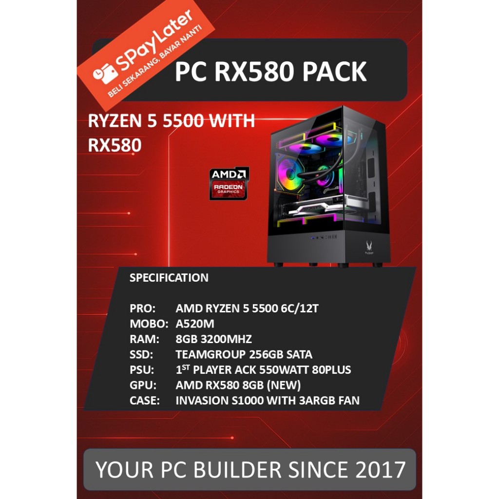 AMD RYZEN 5 5500 RX580 8GB GAMING EDITING PC BUDGET DOTA 2 PUBG ...