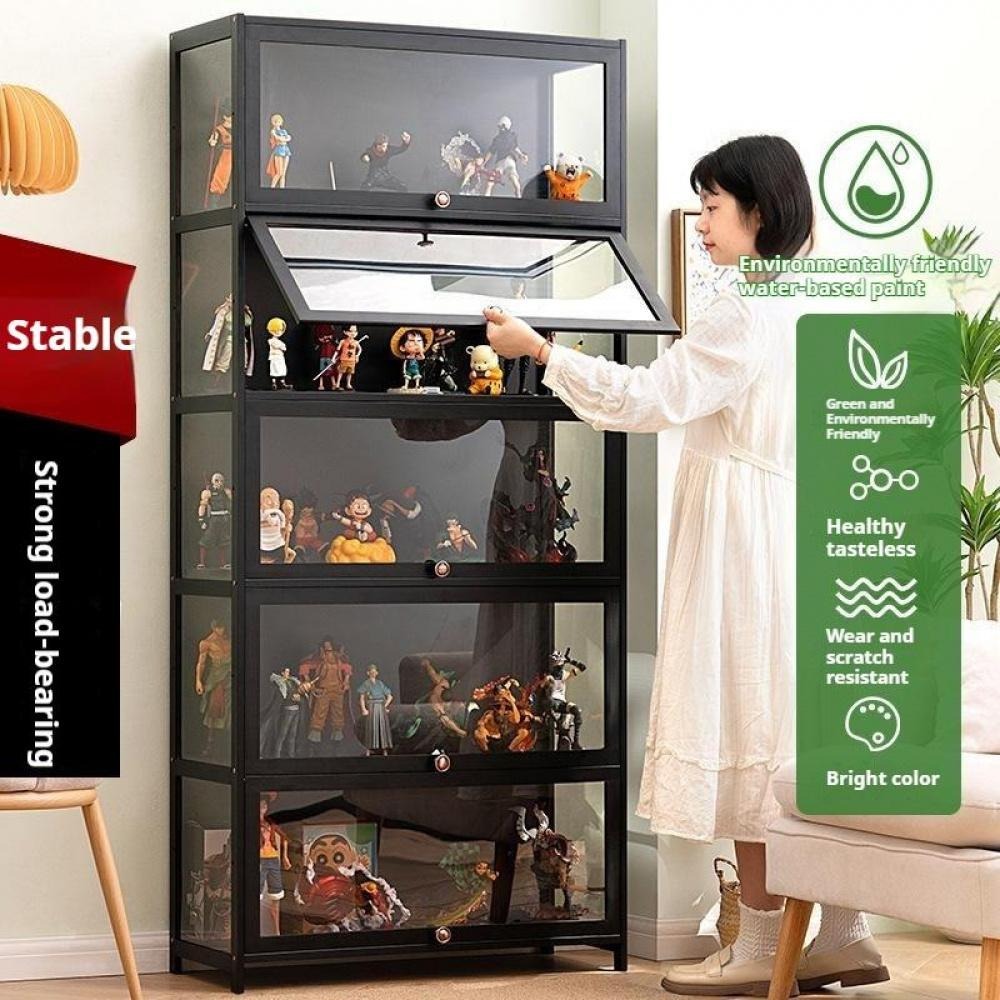 4 Layers Display Cabinet Almari Kaca Transparent Glass Showcase Black ...