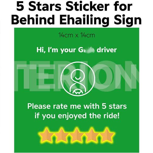 5 Stars ₲ Logo Sticker for Ehailing Use (14cm x 14cm) 1 Piece | Shopee ...