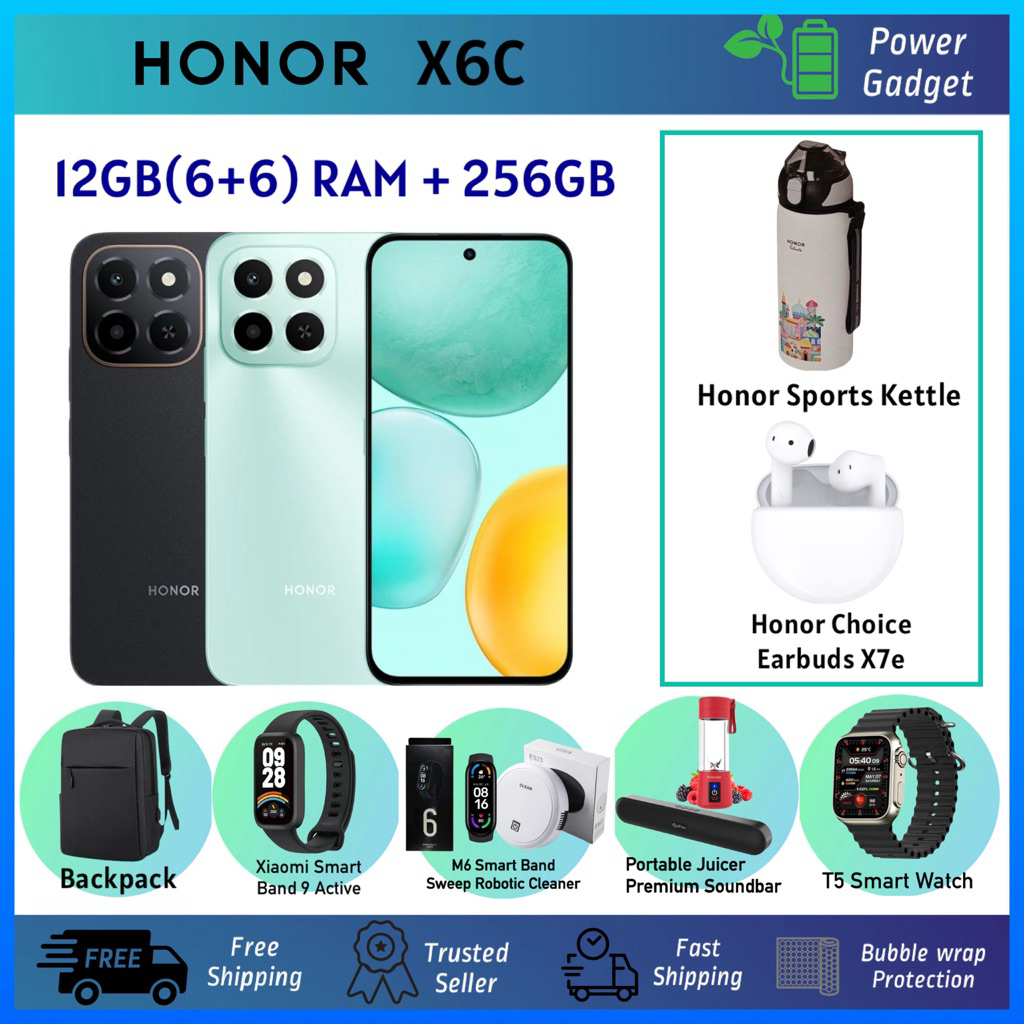 HONOR X6C [16GB*(8+8) RAM +256GB] | Mediatek G81 Ultra | Drop Resistance | 35W Honor Supercharge | Ori Honor