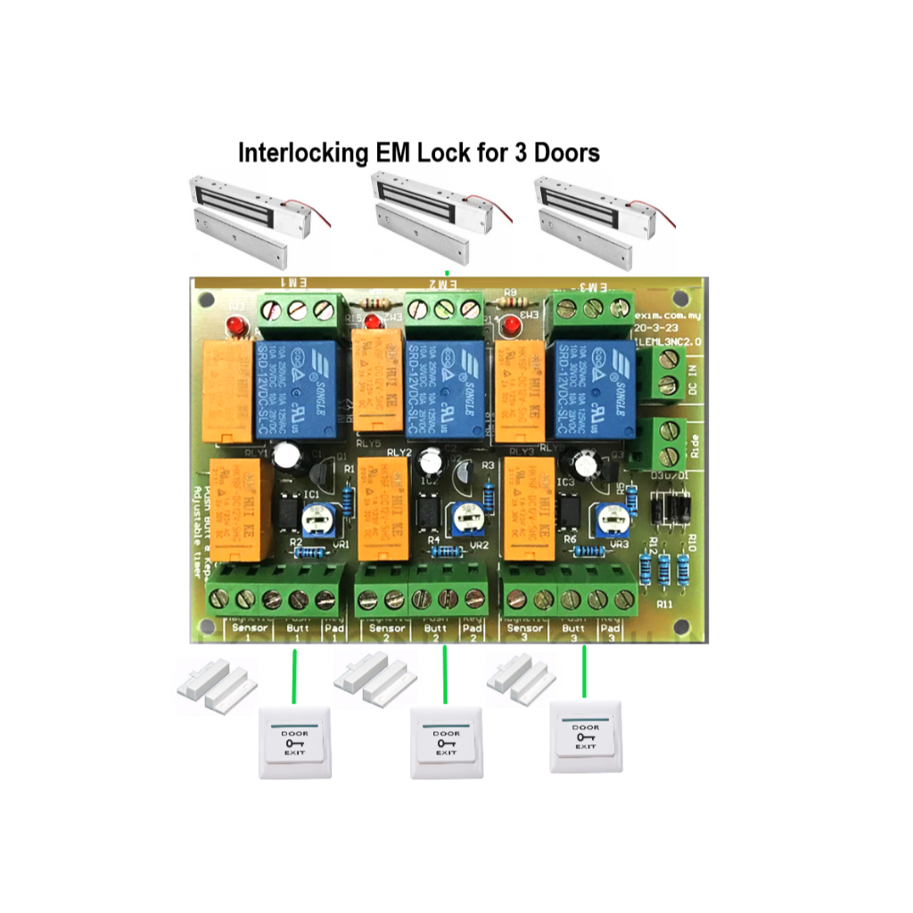 Door Access Interlocking Control Board for 3-door EM lock 1open 2 lock ...