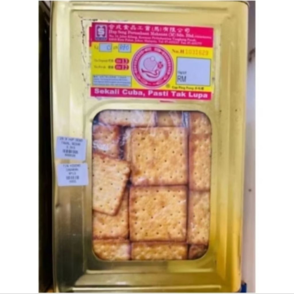 [Tin Biscuit] 3.0/3.5kg Cream Cracker Tawar Besar Hup Seng Biscuits Hwa ...
